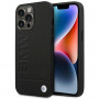 BMW BMHCP14XSLLBK Apple iPhone 14 Pro Max Hülle, Leather Stamp, schwarz