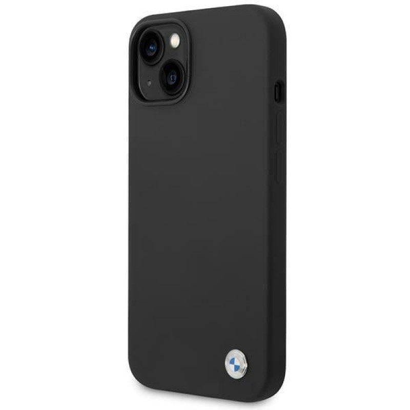 BMW BMHCP14SSILBK Apple iPhone 14 Hülle, Silicone Metal Logo, schwarz