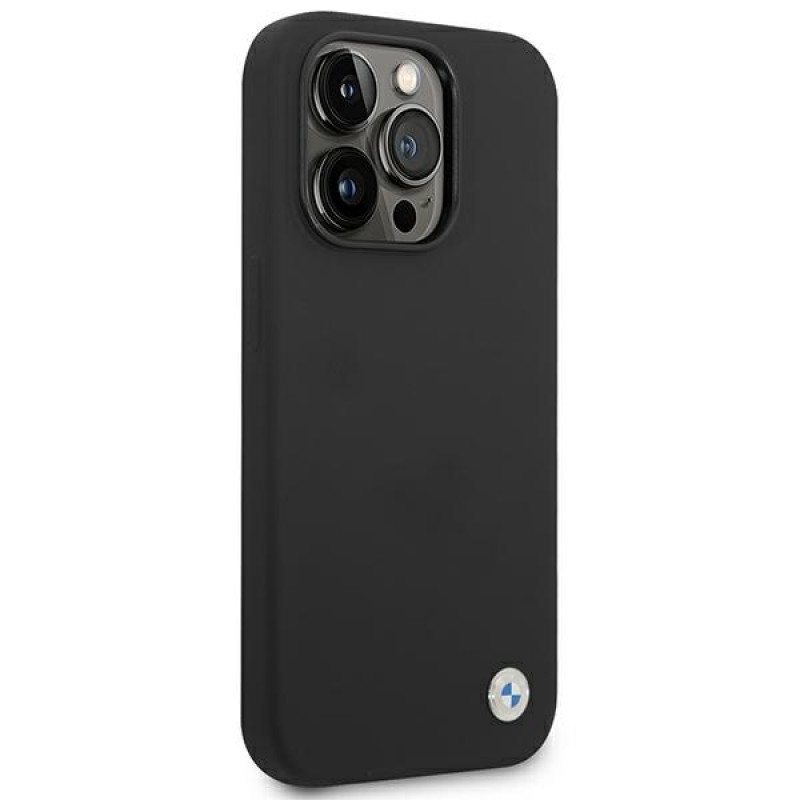 BMW BMHCP14XSILBK Silicone Metal Logo Hardcase für Apple iPhone 14 Pro Max 6.7", schwarz