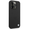 BMW BMHCP14LSILBK Apple iPhone 14 Pro Hülle, Silicone Metal Logo, schwarz