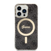 Guess GUBPP13LH4EACSK Hülle + kabelloses Ladegerät Set für Apple iPhone 13 Pro, schwarze Hardcase 4G Print MagSafe