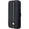 BMW BMBKP14L22RVSK Leather Stamp Blue Lines Bookcase für Apple iPhone 14 Pro 6,1", schwarz
