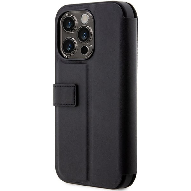 BMW BMBKP14L22RVSK Leather Stamp Blue Lines Bookcase für Apple iPhone 14 Pro 6,1", schwarz