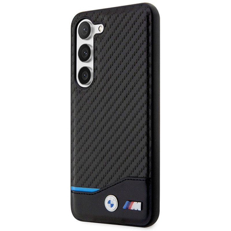 BMW BMHCS23M22NBCK Leather Carbon Hardcase für Samsung Galaxy S23+ (S916), schwarz