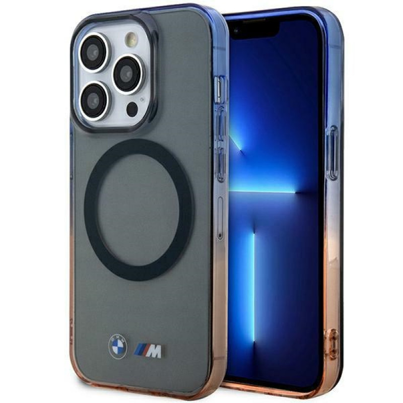 BMW BMHMP14XHTGE Gradient Bumper Hardcase für Apple iPhone 14 Pro Max, grau, MagSafe