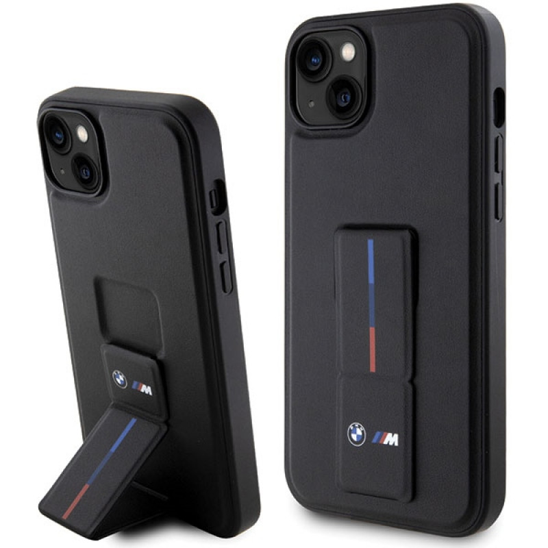 BMW Grip Stand Hot Stamp Hülle für Apple iPhone 14 / 15 / 13, schwarz