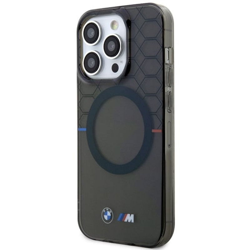 BMW BMHMP14LHGPK Pattern MagSafe Hardcase für Apple iPhone 14 Pro, grau