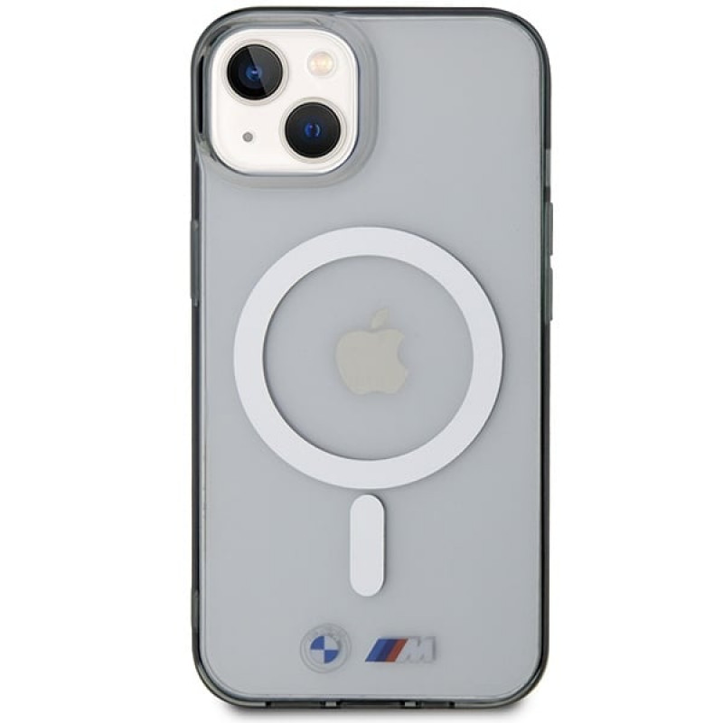 BMW BMHMP14MHCRS Silver Ring MagSafe Hardcase für Apple iPhone 14 Plus / 15 Plus, transparent