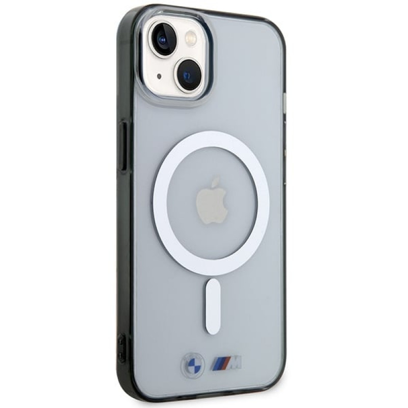 BMW BMHMP14MHCRS Silver Ring MagSafe Hardcase für Apple iPhone 14 Plus / 15 Plus, transparent