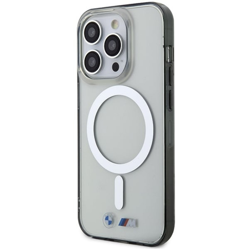 BMW BMHMP14LHCRS Silver Ring MagSafe Hardcase für Apple iPhone 14 Pro, transparent