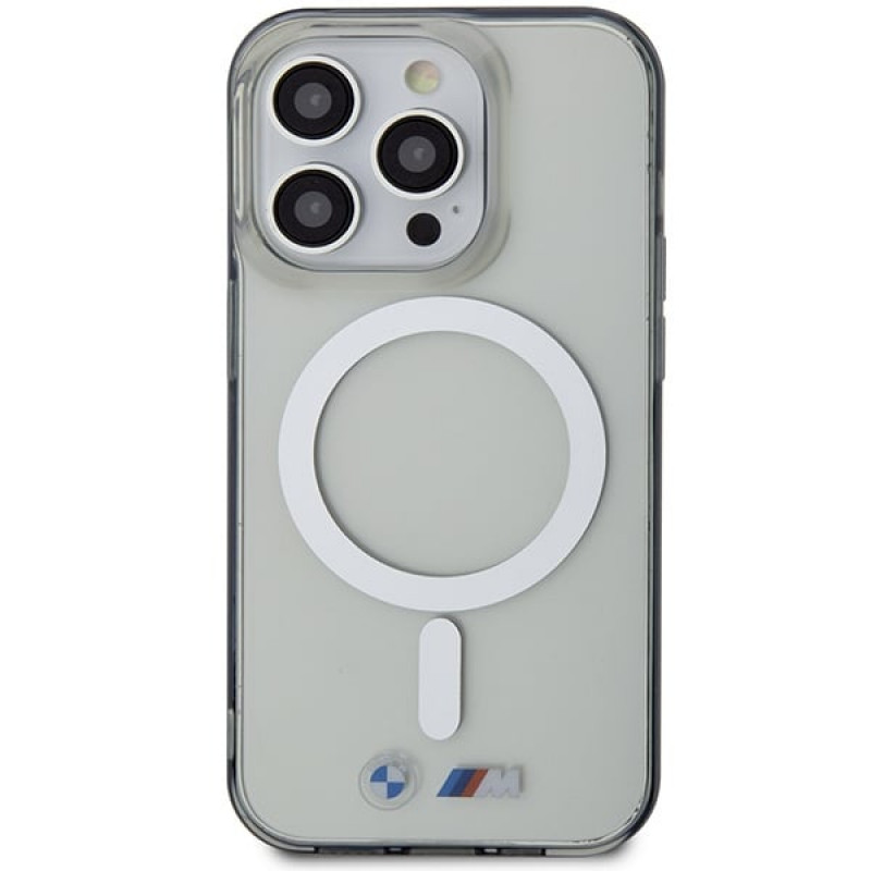 BMW BMHMP14LHCRS Silver Ring MagSafe Hardcase für Apple iPhone 14 Pro, transparent