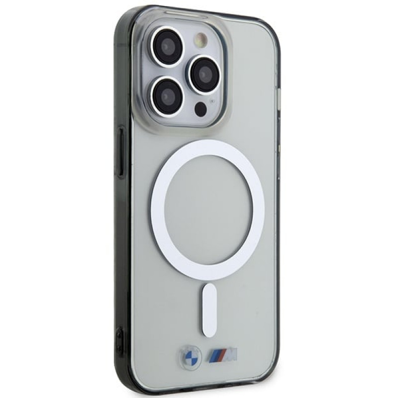 BMW BMHMP14LHCRS Silver Ring MagSafe Hardcase für Apple iPhone 14 Pro, transparent
