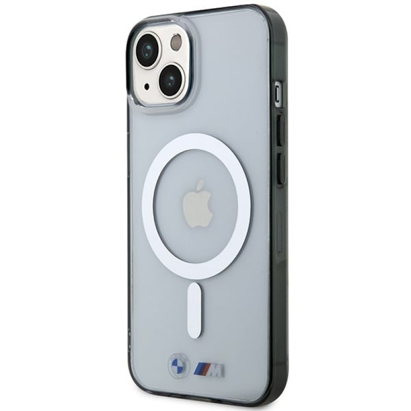 BMW BMHMP14SHCRS Silver Ring MagSafe Hardcase für Apple iPhone 14, transparent