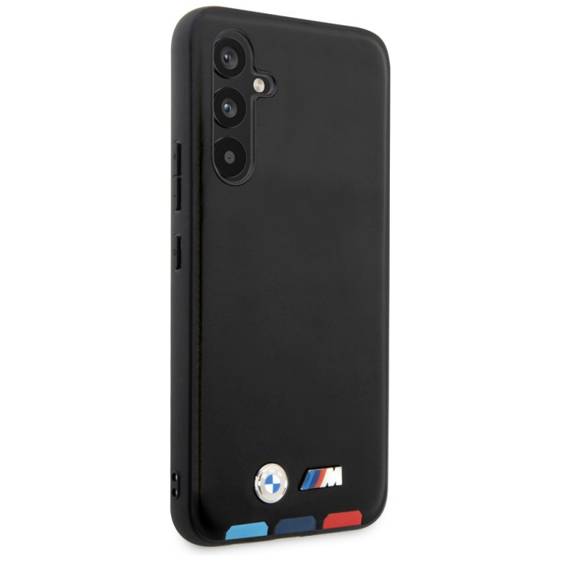 BMW BMHCSA5422PTDK Leather Stamp Tricolor Hardcase für Samsung Galaxy A54 (A546), schwarz