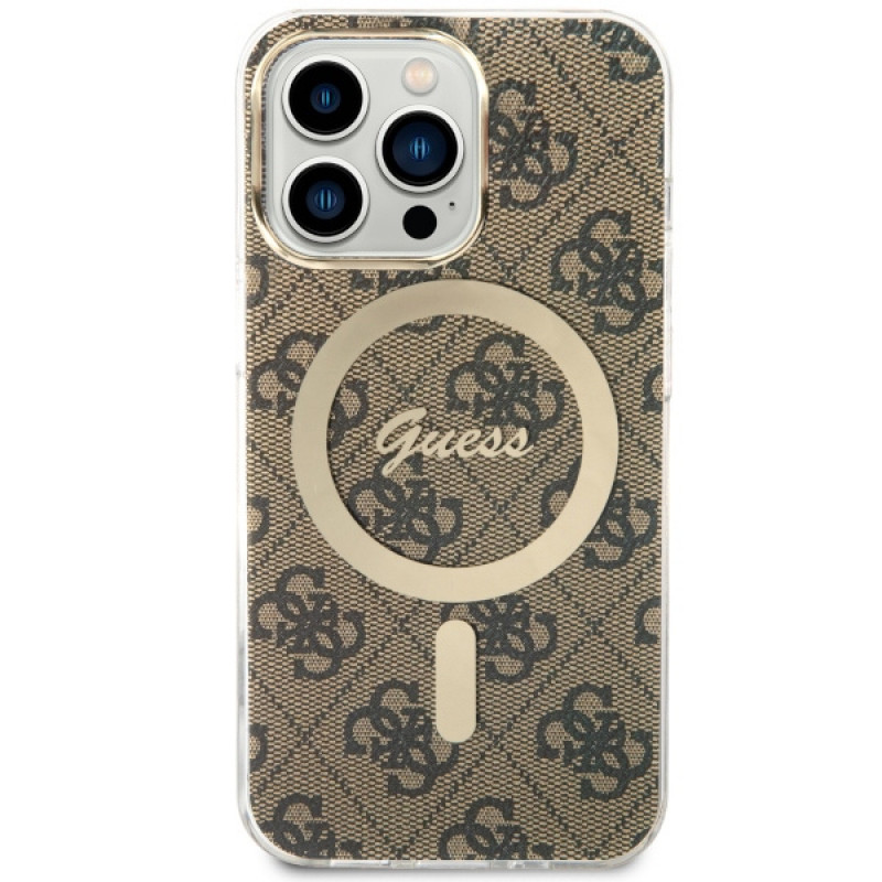 Guess GUHMP13LH4STW 4G MagSafe Hardcase für Apple iPhone 13 Pro, braun