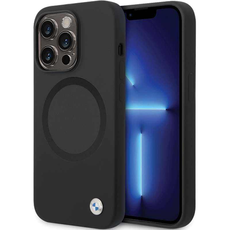 BMW BMHMP14LSILBK2 Signature Liquid Silicone MagSafe Hülle für Apple iPhone 14 Pro, schwarz