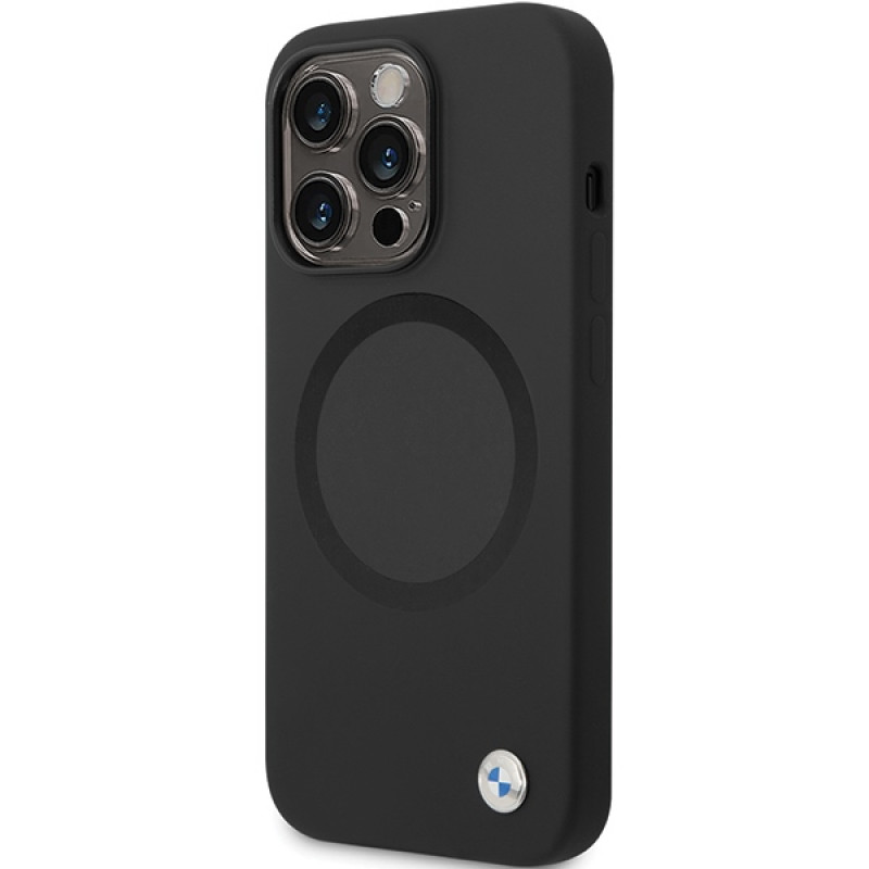 BMW BMHMP14LSILBK2 Signature Liquid Silicone MagSafe Hülle für Apple iPhone 14 Pro, schwarz