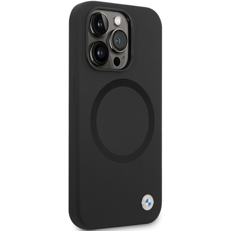 BMW BMHMP14LSILBK2 Signature Liquid Silicone MagSafe Hülle für Apple iPhone 14 Pro, schwarz