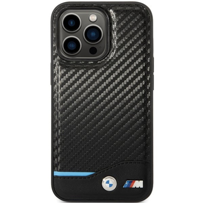 BMW BMHCP13X22NBCK Ledercarbon-Hardcase für Apple iPhone 13 Pro Max, schwarz