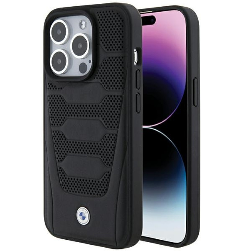 BMW BMHCP15X22RPSK Hardcase mit Leather Seats Pattern für Apple iPhone 15 Pro Max, schwarz