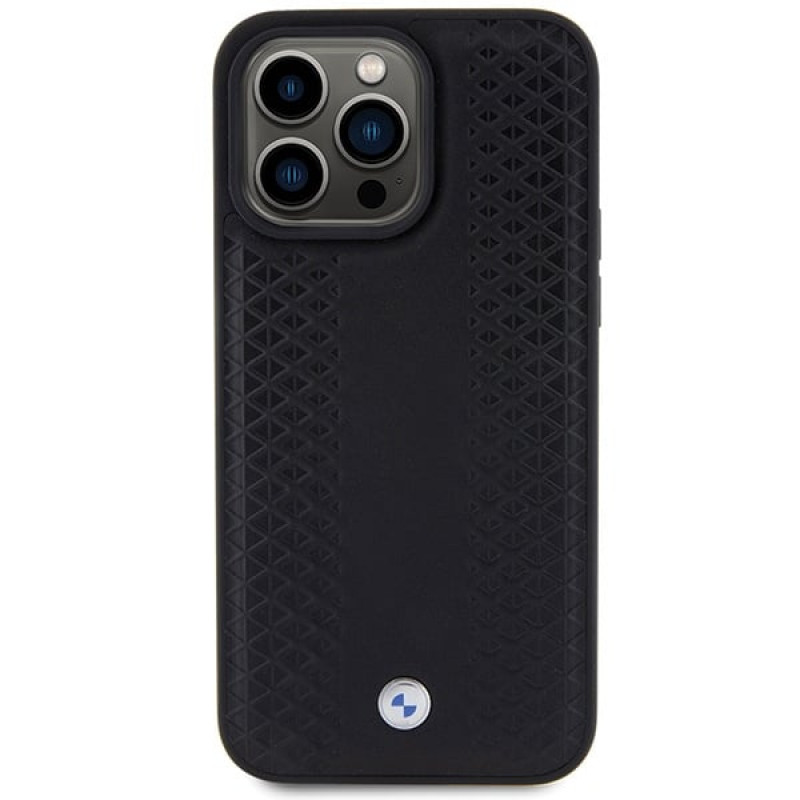 BMW BMHCP15X22RFGK Leder Diamond Pattern Hülle für Apple iPhone 15 Pro Max, schwarz