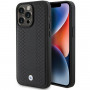 BMW BMHCP15L22RFGK Lederhülle mit Rautenmuster für Apple iPhone 15 Pro, schwarz