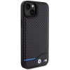 BMW BMHCP15M22NBCK Leder-Carbon-Hardcase für Apple iPhone 15 Plus / 14 Plus, schwarz