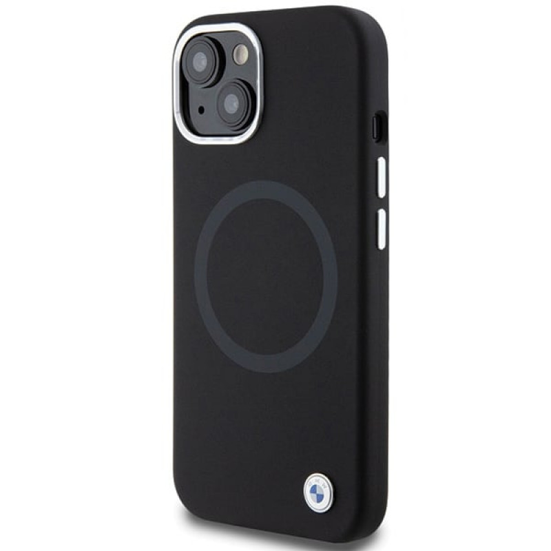 BMW BMHMP15SSILBK2 Signature Liquid Silicone MagSafe Hülle für Apple iPhone 15, schwarz