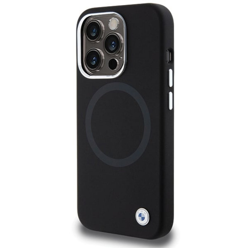 BMW BMHMP15LSILBK2 Signature Liquid Silicone MagSafe Hülle für Apple iPhone 15 Pro, schwarz