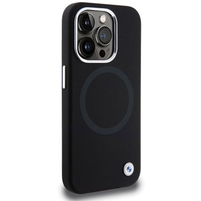 BMW BMHMP15LSILBK2 Signature Liquid Silicone MagSafe Hülle für Apple iPhone 15 Pro, schwarz
