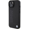 BMW BMHMP15MSLLBK Leder Hot Stamp MagSafe Hülle für Apple iPhone 15 Plus / 14 Plus, schwarz