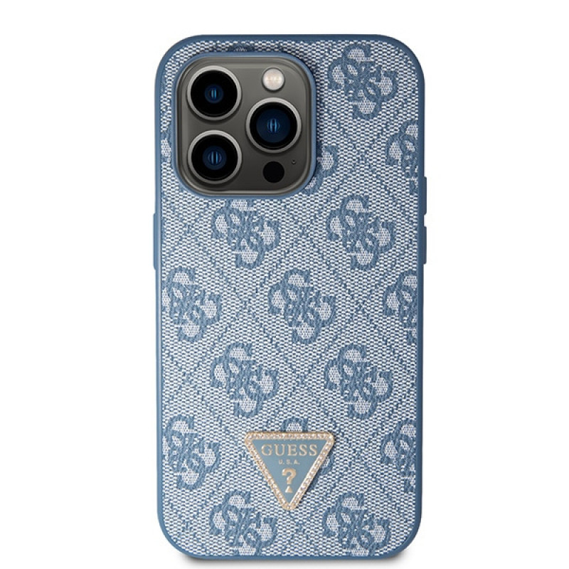 Guess GUHCP15LP4TDSCPB Crossbody 4G Metal Logo Hardcase für Apple iPhone 15 Pro, blau