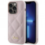 Guess GUHCP15LPSQSQSP Quilted Metal Logo Hardcase für Apple iPhone 15 Pro, pink