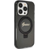 Guess GUHMP15LHRSGSK Ring Stand Script Glitter MagSafe Hardcase für Apple iPhone 15 Pro, Schwarz