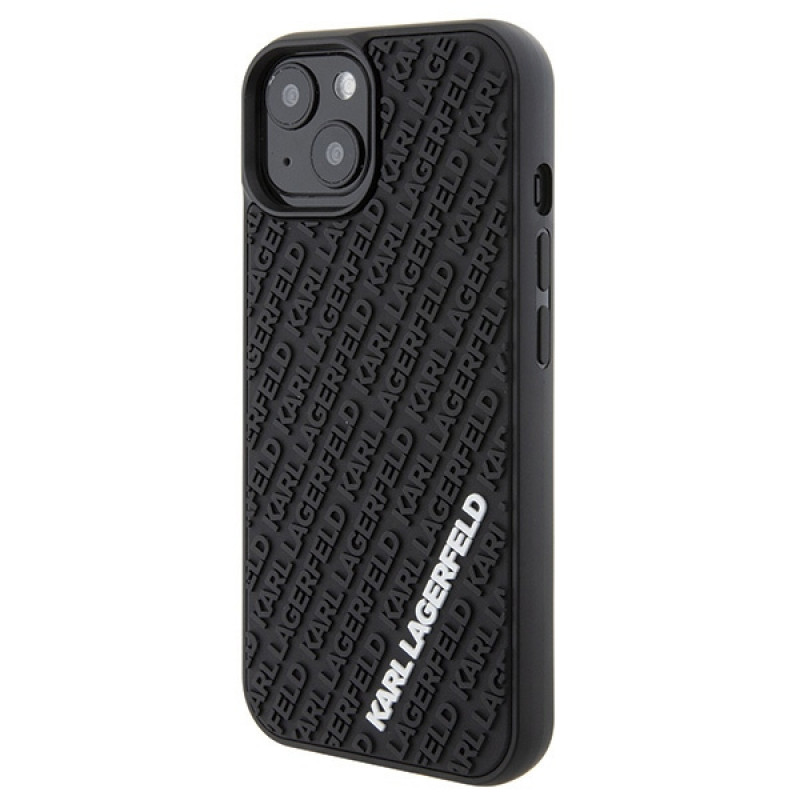 Karl Lagerfeld KLHCP15S3DMKRLK 3D Rubber Multi Logo Hardcase für Apple iPhone 15, Schwarz