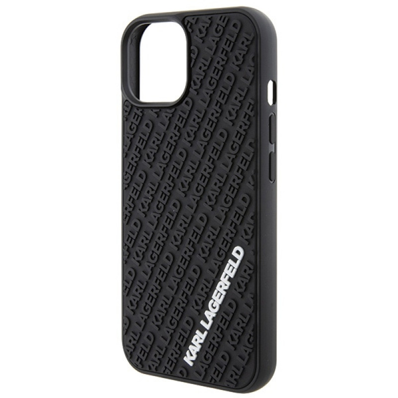 Karl Lagerfeld KLHCP15S3DMKRLK 3D Rubber Multi Logo Hardcase für Apple iPhone 15, Schwarz