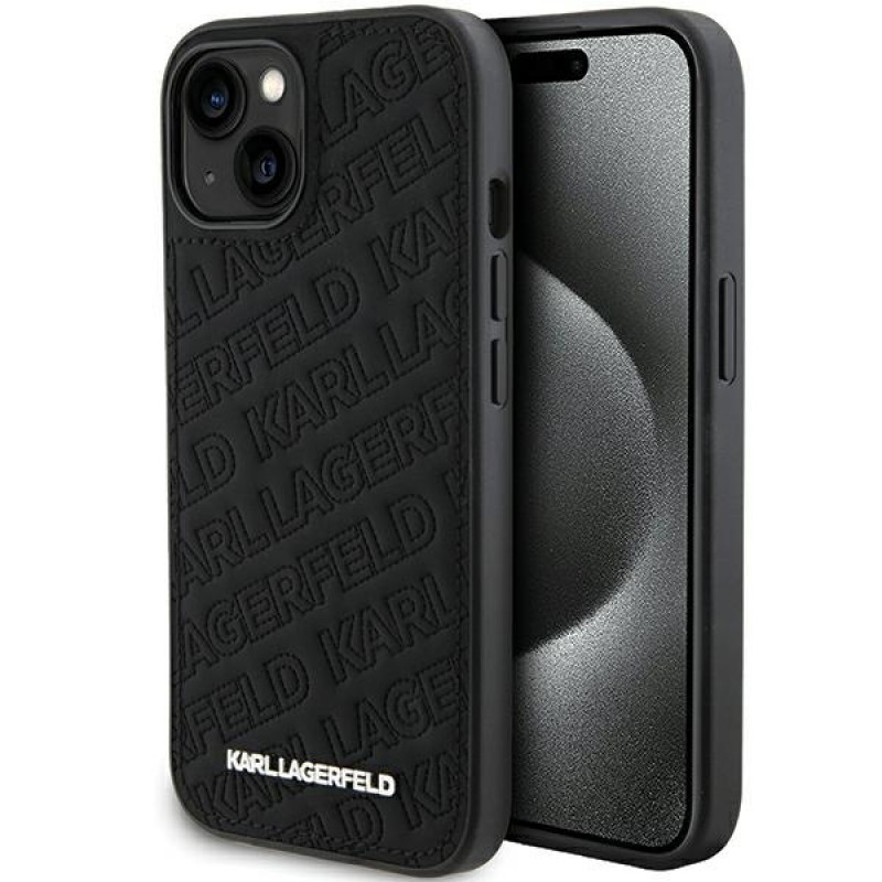 Karl Lagerfeld KLHCP15SPQKPMK Quilted K Pattern Hardcase für Apple iPhone 15, Schwarz