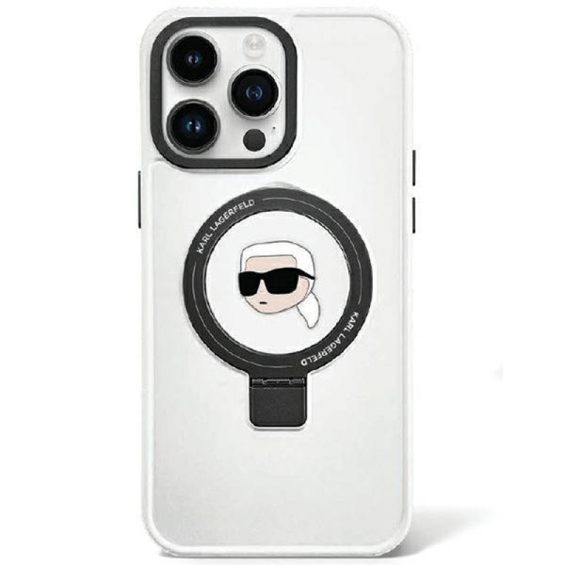 Karl Lagerfeld KLHMP15LHMRSKHH Ring Stand Karl Head MagSafe Hardcase für Apple iPhone 15 Pro