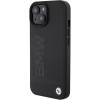 BMW BMHCP15MSLLBK Leder-Hot-Stamp-Hardcase für Apple iPhone 15 Plus / 14 Plus, Schwarz