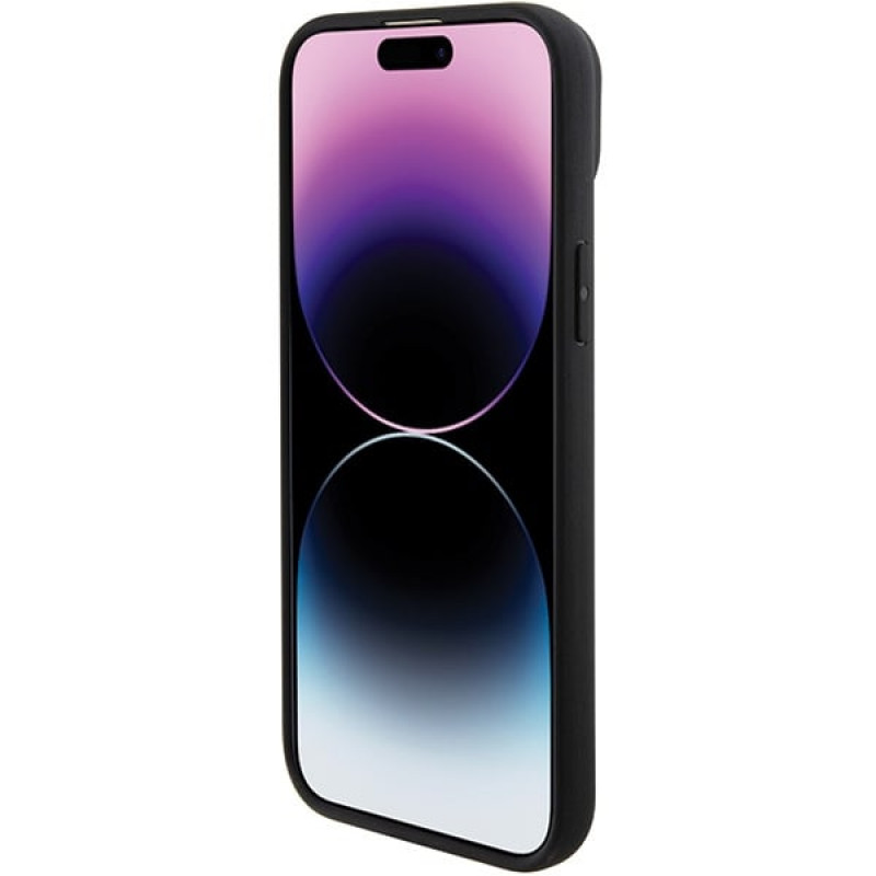 BMW BMHCP15MSLLBK Leder-Hot-Stamp-Hardcase für Apple iPhone 15 Plus / 14 Plus, Schwarz