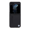 BMW BMHCZF5SLLBK Leder-Hot-Stamp-Hardcase für Samsung Galaxy Z Flip5, Schwarz