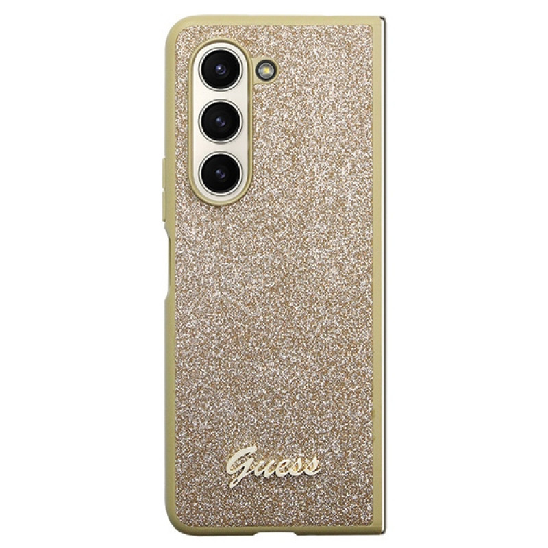 Guess GUHCZFD5HGGSHD Glitter Script Hardcase für Samsung Galaxy Z Fold5, Gold