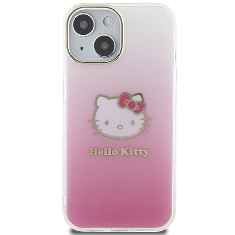 Hello Kitty HKHCP15SHDGKEP IML Gradient Electrop Kitty Head Hardcase für Apple iPhone 15 6,1", Pink