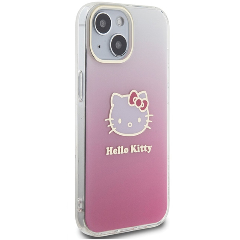 Hello Kitty HKHCP15SHDGKEP IML Gradient Electrop Kitty Head Hardcase für Apple iPhone 15 6,1", Pink