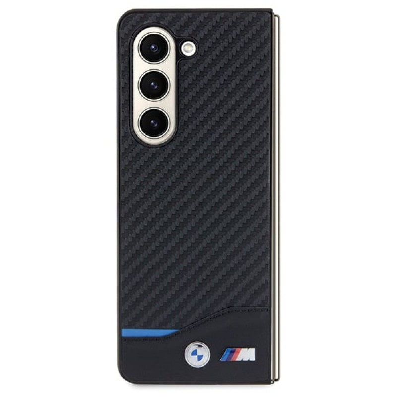 BMW BMHCZFD522NBCK Leder-Carbon-Hardcase für Samsung Galaxy Z Fold5, Schwarz