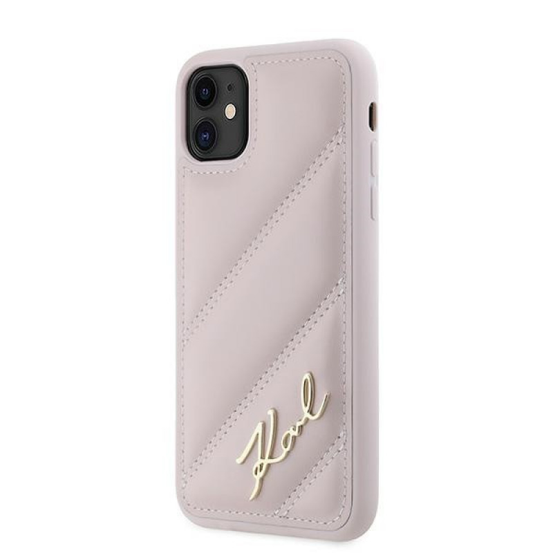 Karl Lagerfeld KLHCN61PQDSMGP Apple iPhone 11 / XR Hardcase Hülle Diagonal Quilted Script, rosa