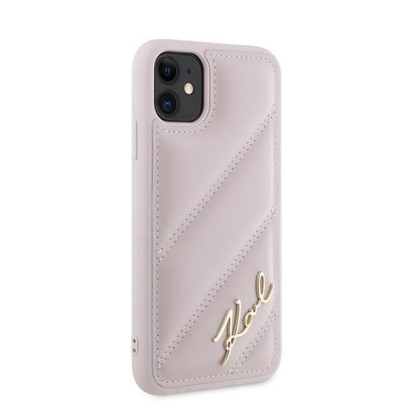 Karl Lagerfeld KLHCN61PQDSMGP Apple iPhone 11 / XR Hardcase Hülle Diagonal Quilted Script, rosa