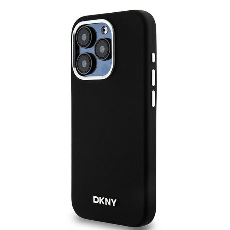 DKNY Apple iPhone 15 Pro Hardcase Liquid Silicone Small Metal Logo MagSafe, schwarz