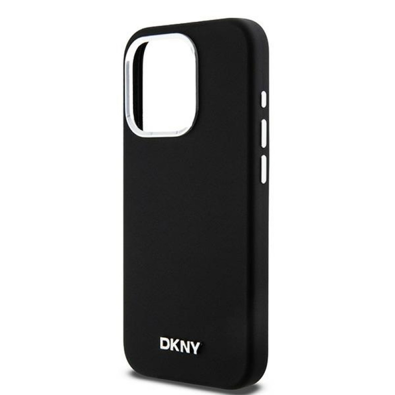 DKNY Apple iPhone 15 Pro Hardcase Liquid Silicone Small Metal Logo MagSafe, schwarz