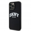 DKNY Apple iPhone 15 Pro Max Hardcase Liquid Silicone White Printed Logo MagSafe, schwarz